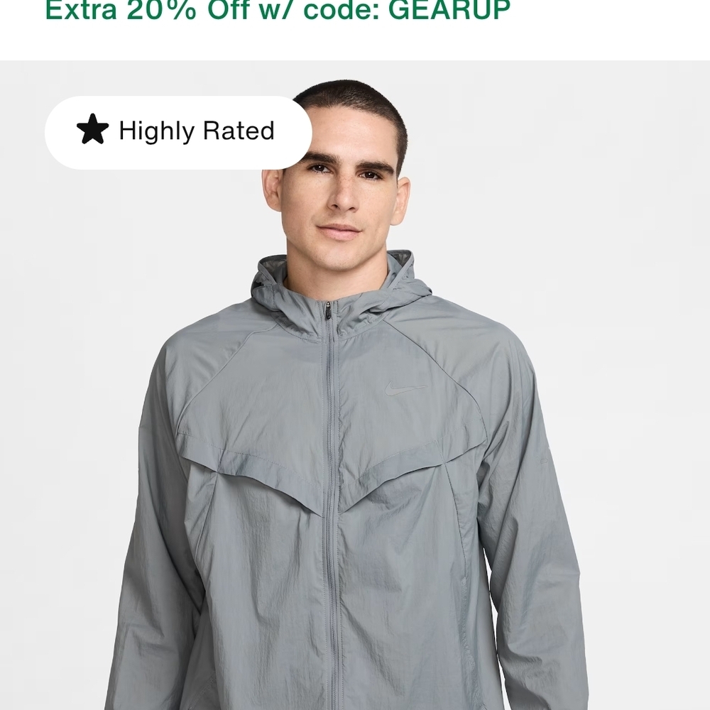 Nike Men's Hooded Windbreaker Jacket - Gray - Picture 7 of 7